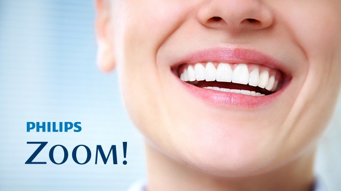 Closeup of patient's smile after zoom teeth whitening
