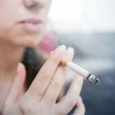 Woman smoking a cigarette