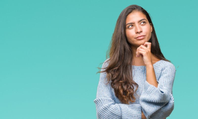 Woman with questioning expression.